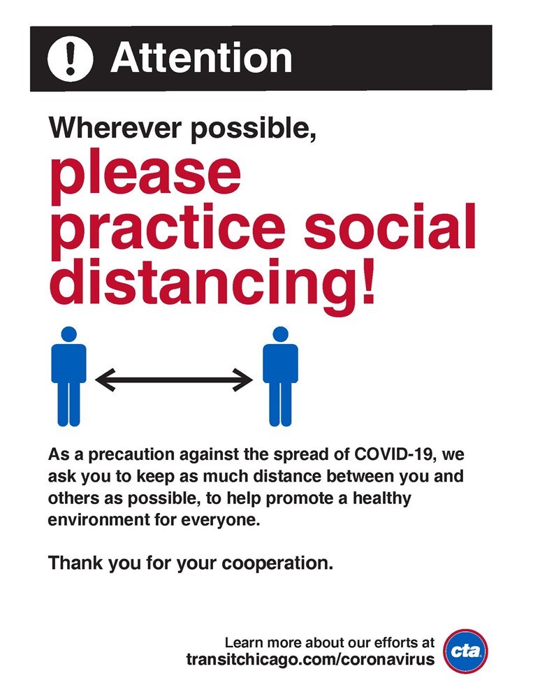 Sample social distancing poster featured on all vehicles