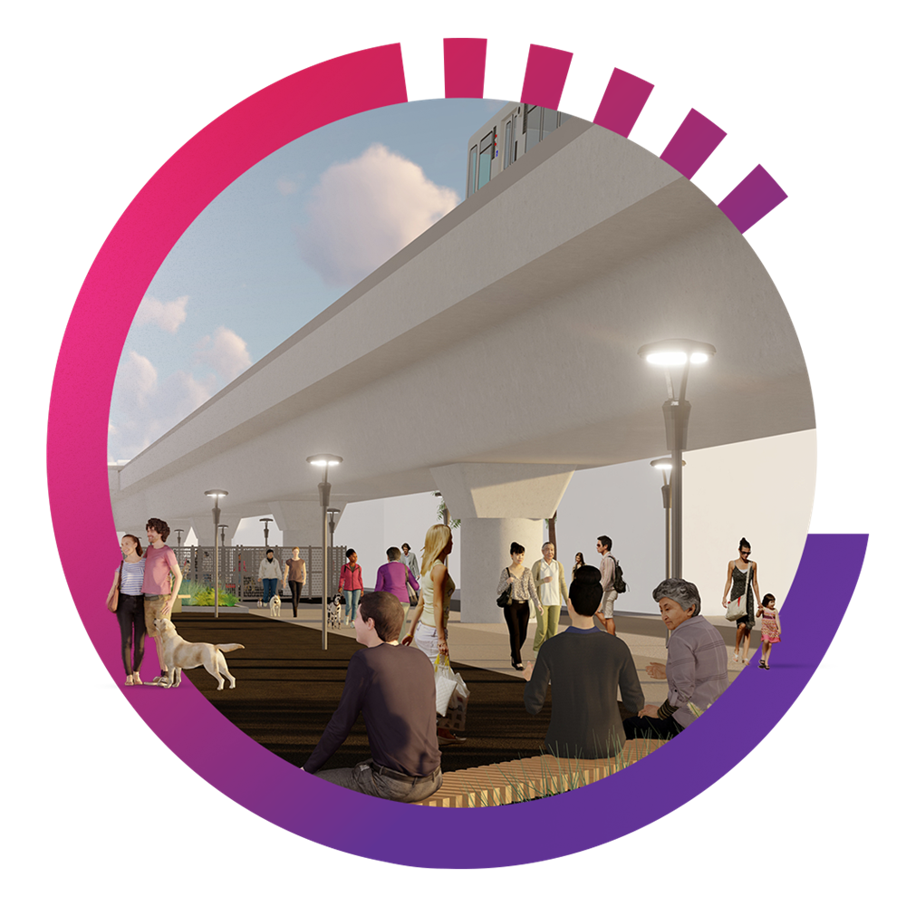 Community space under the train tracks