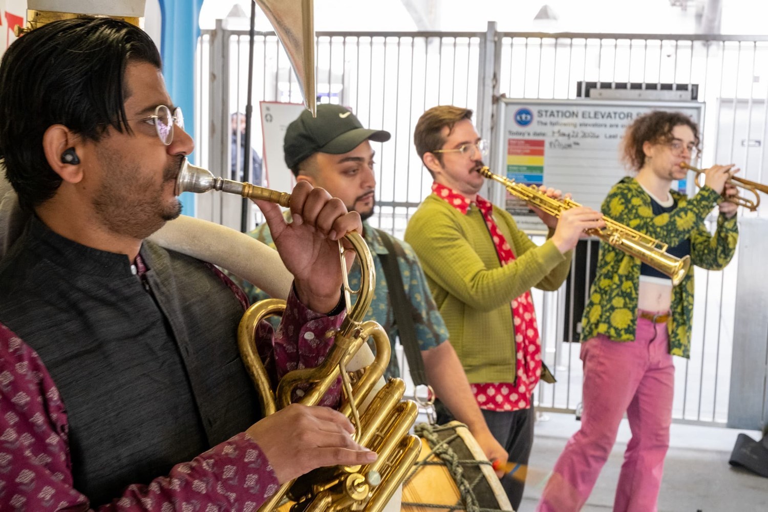 Musicians playing at Howard train station