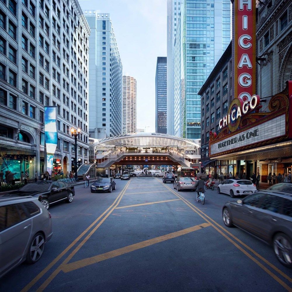 Proposed rendering of new State/Lake Loop Elevated station - street view