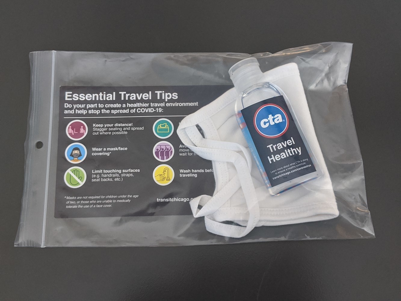 Image of a free Travel Healthy kit being distributed this week (June 23-26)