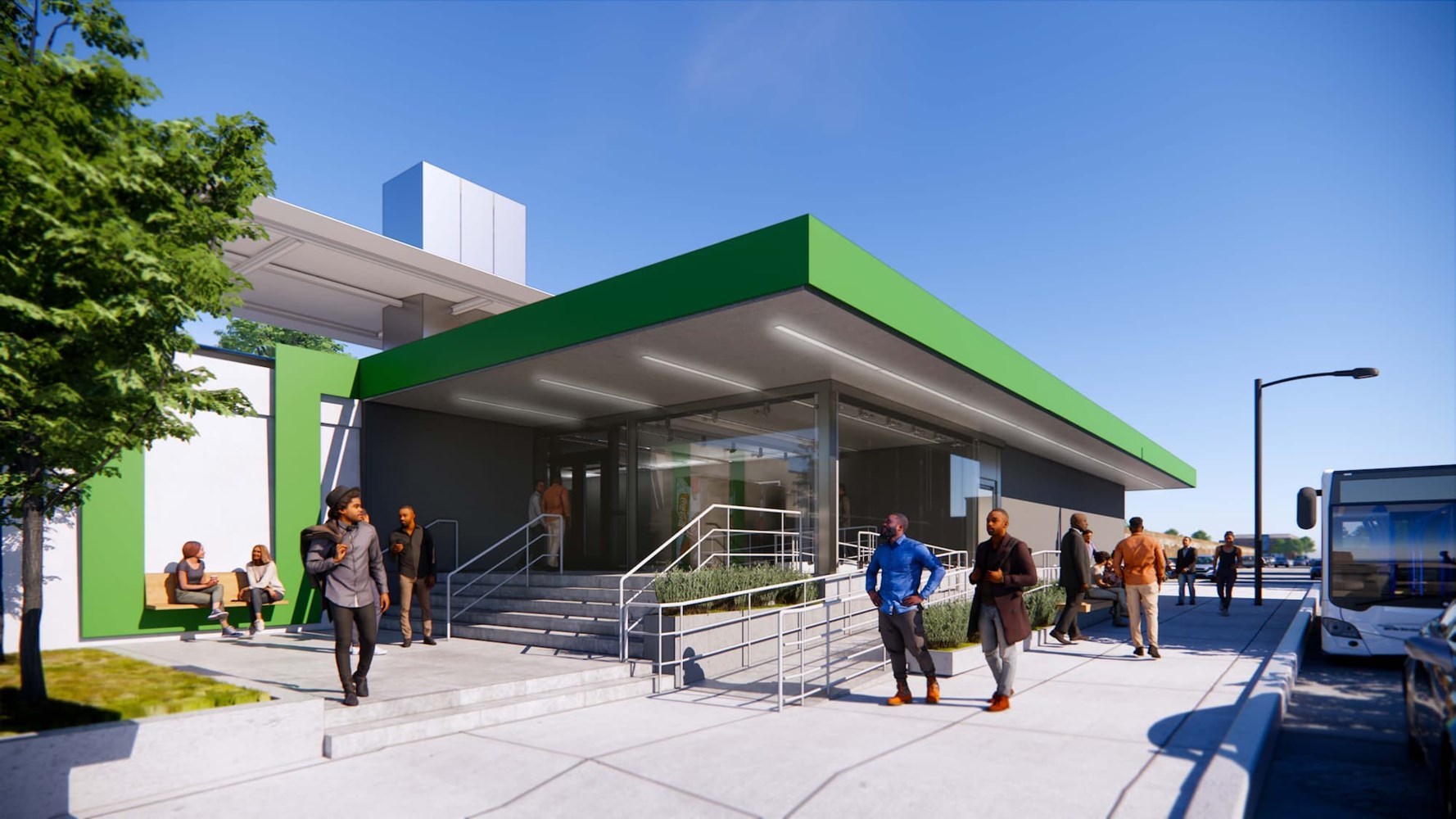 Station rendering featuring canopy.
