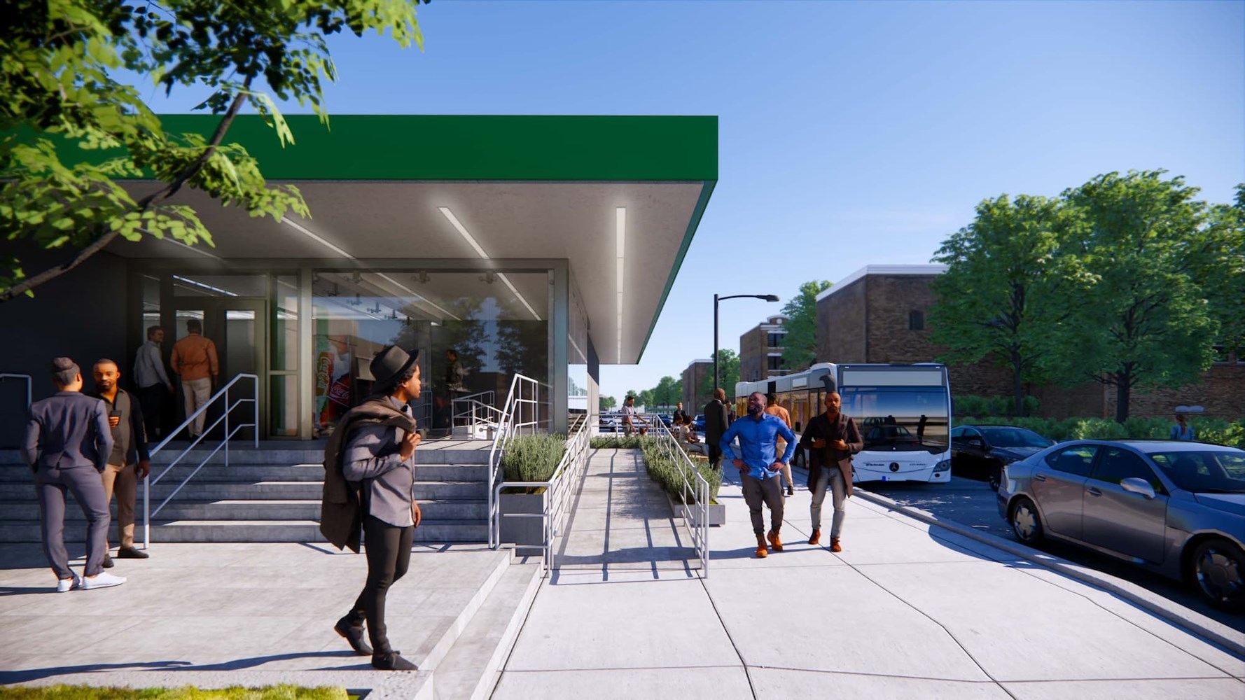 Station rendering featuring LED lighting.