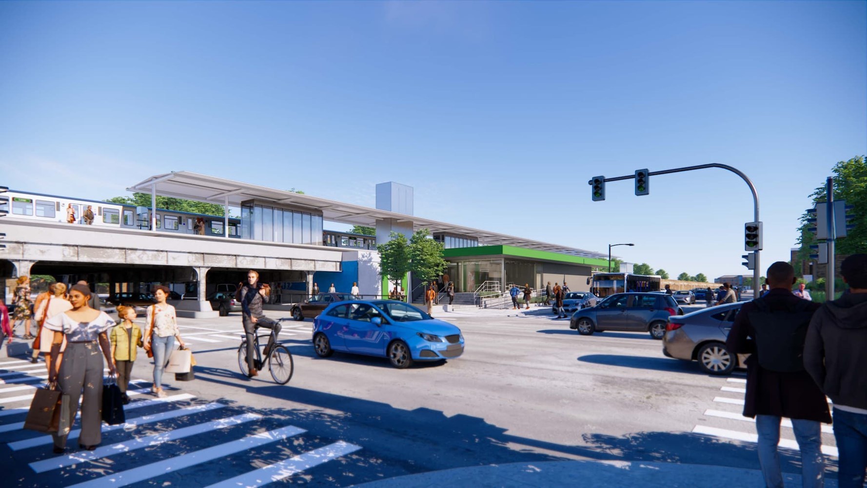 Station rendering, street scene.