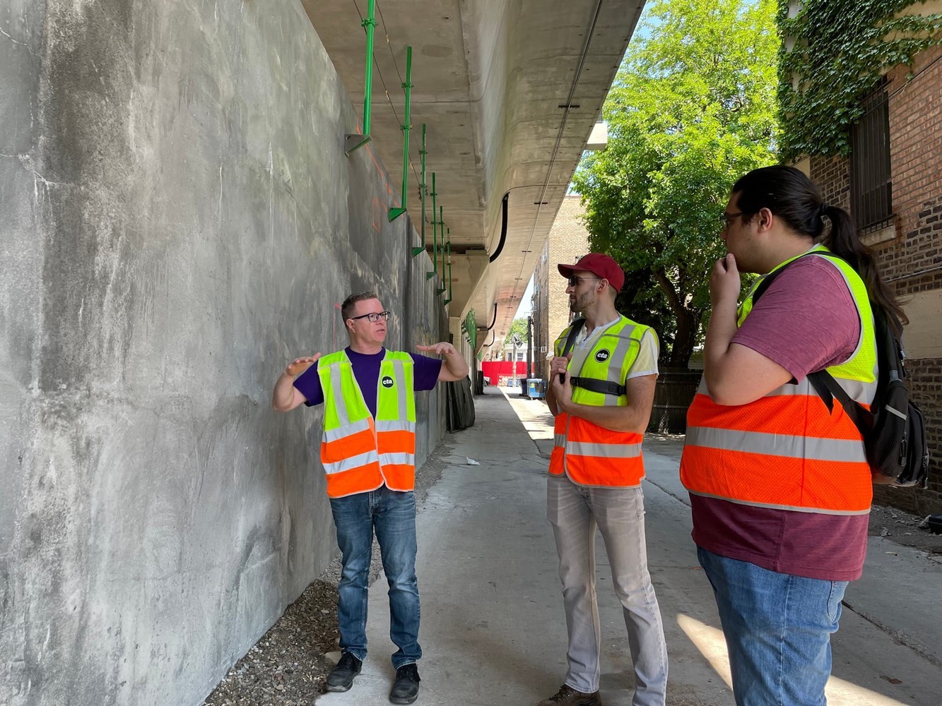 Interns at a construction site