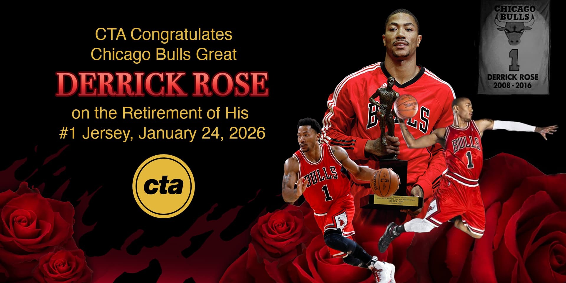 CTA Congratulates Chicago Bulls Great Derrick Rose on the Retirement of His #1 Jersey, January 24, 2026